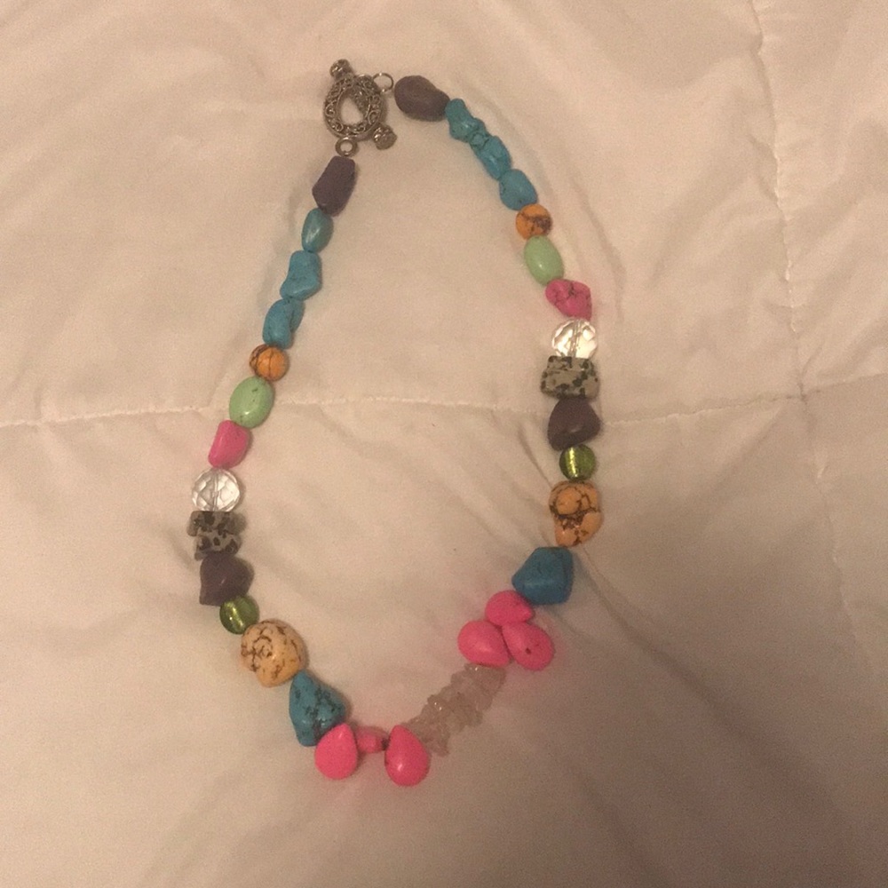 Chunky rock stone statement necklace bright